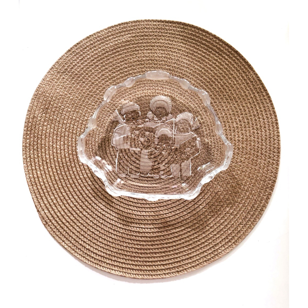 Vintage Mikasa Crystal Christmas Carolers Frosted Oval Sweet Dish QQ987/210